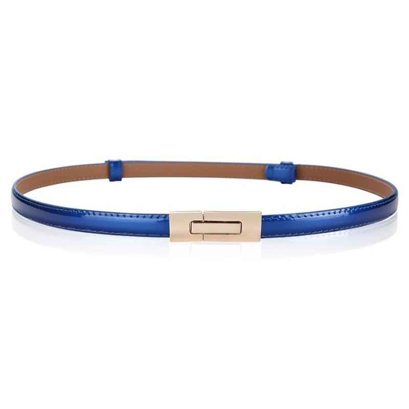 

Женский кожаный тонкий ремень, лакированный кожаный ремень, женская модная универсальная декоративная юбка, поясная цепочка из воловьей кожи 96cm синий