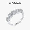 MODIAN 925 Silver Dazzling Sweet Flower Clear Cubic Zirconia Finger Rings For Women Party Fine Jewelry