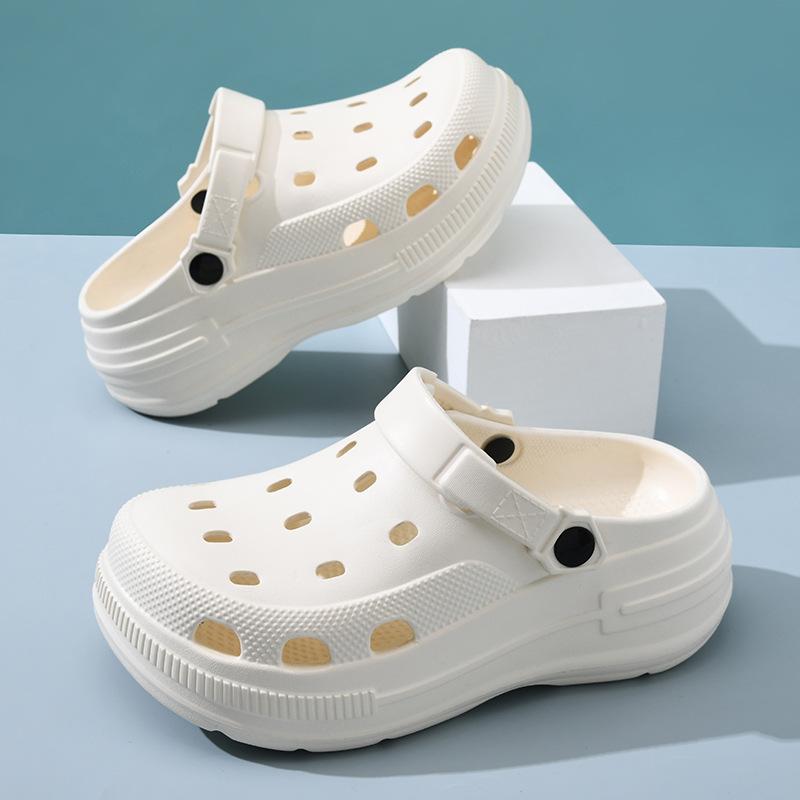 Hole shoes women's summer height increase versatile wear-resistant bag head drag wear non-smelly feet solid color light cool slippers