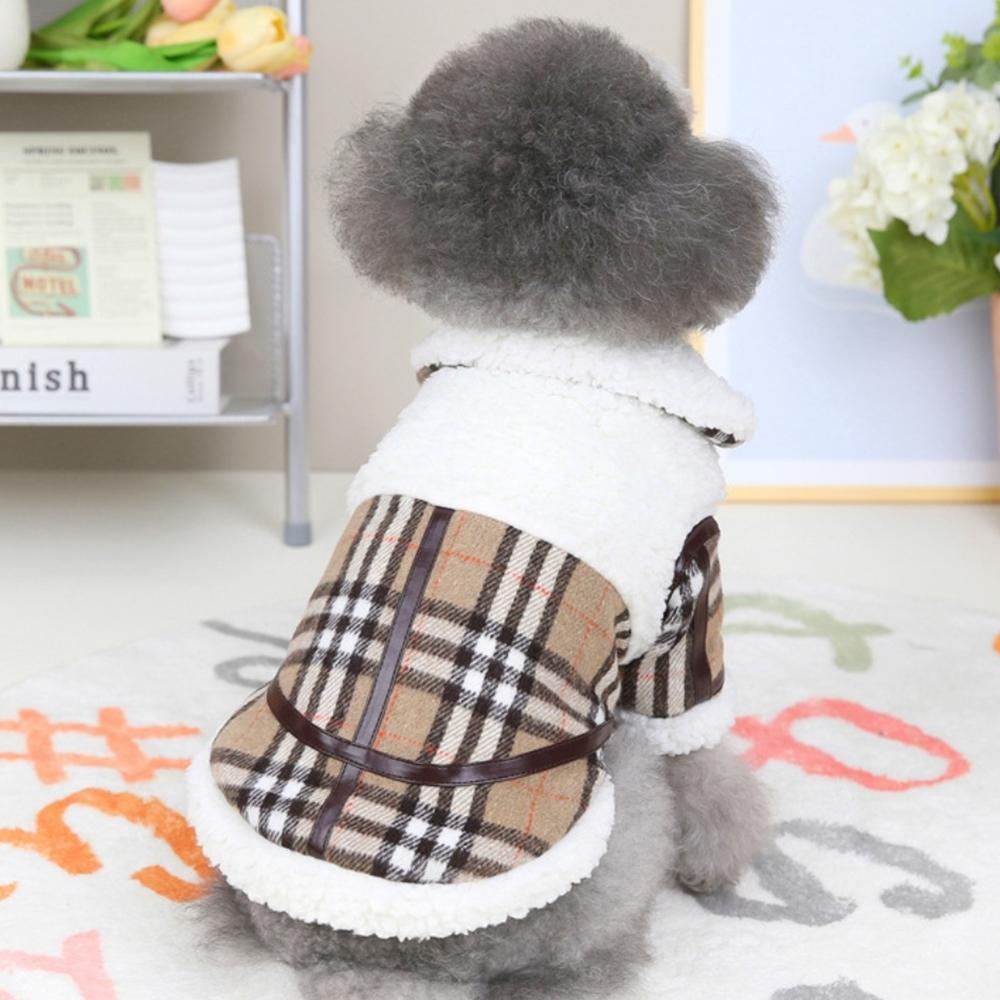 Koreanische Karo-Fleece Hunde-Winterjacke – Warmer Sherpa-Plaid-Mantel (S~XXL)