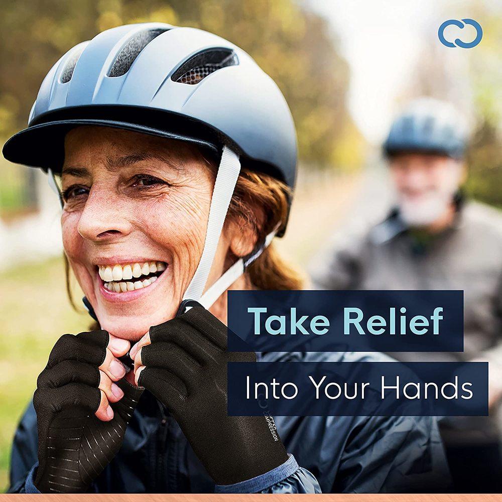 1 Çift Bakır Kompresyon Artrit Eldiveni Bilgisayar Yazımı İçin Parmaksız