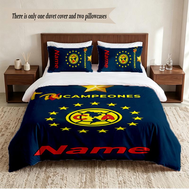 Club America Personalized Custom Name 3‑Piece Bedding Set Soft Duvet Cover Set For Bedroom Home Decor