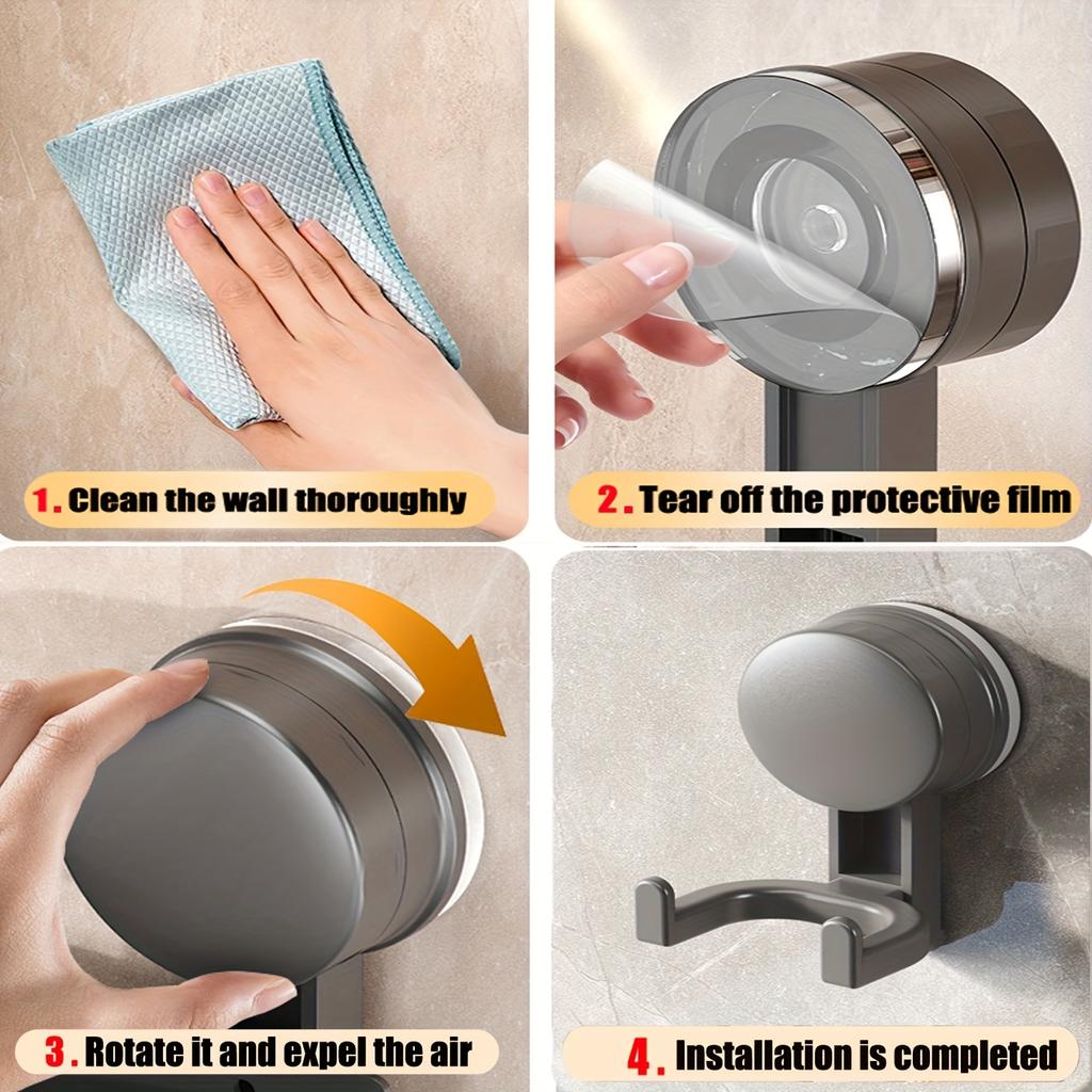 Luxury Suction Cup Hooks, Double-Hook Style No-Drill Vacuum Suction Cup Easy to Install Kitchen Storage Hooks Or Bathroom Storage Hook