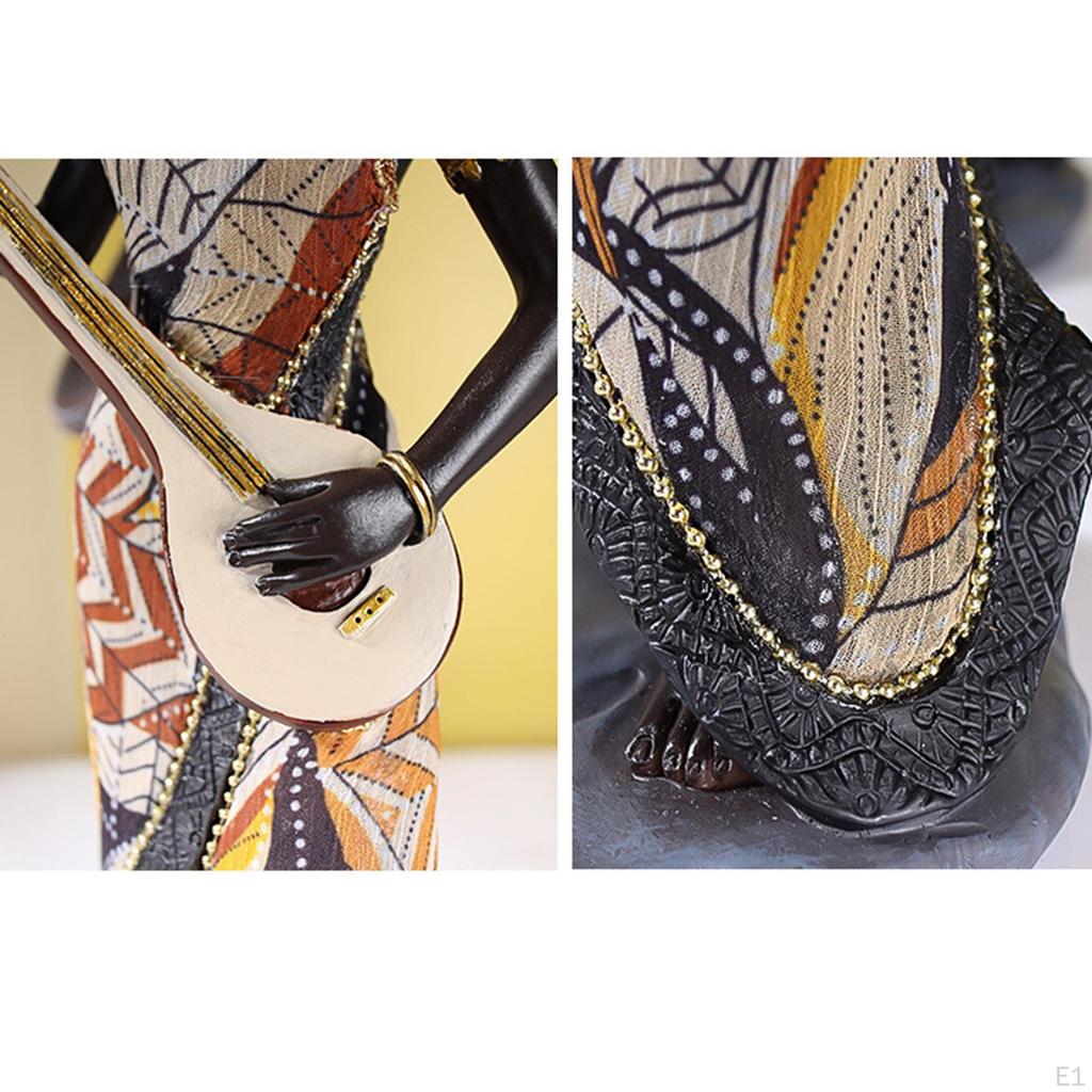 African Lady Figurine Tribal Women Statue Exotic Ornaments for Living Room