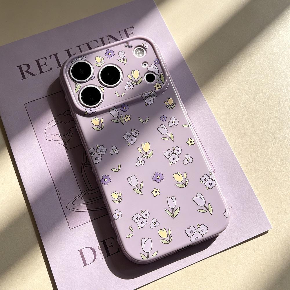 Tulip Floral Anti-Fall Phone Case for iPhone 13/15 Pro/16/17 Pro