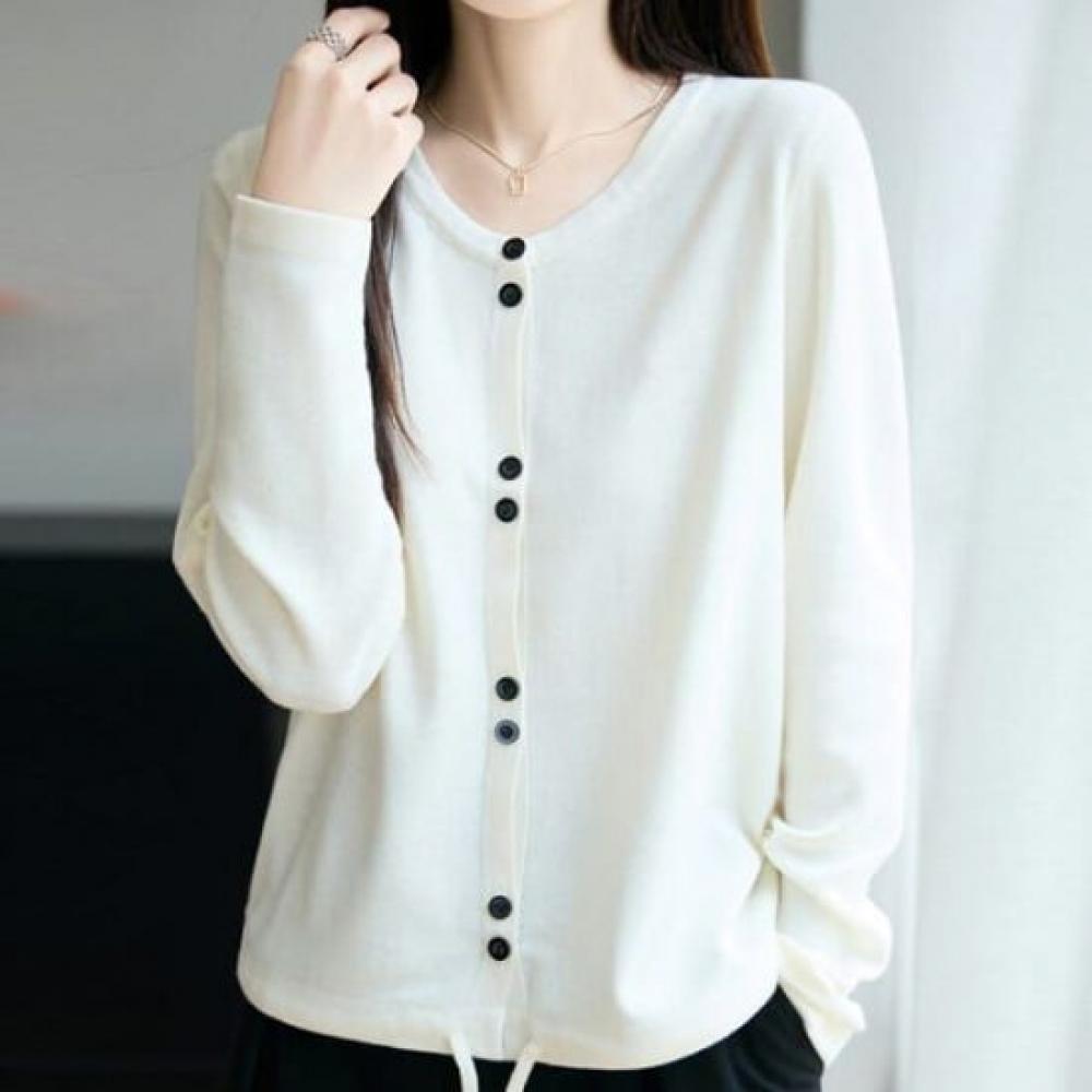 Navava Women Long Sleeve Knit Cardigan With String Hem Nk3180