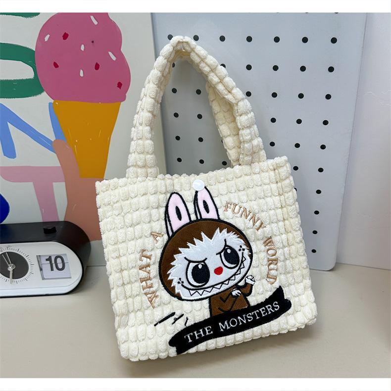 Autumn and winter plush bag for women, cute crossbody handbag, cartoon tote bag, versatile Labu doll bag