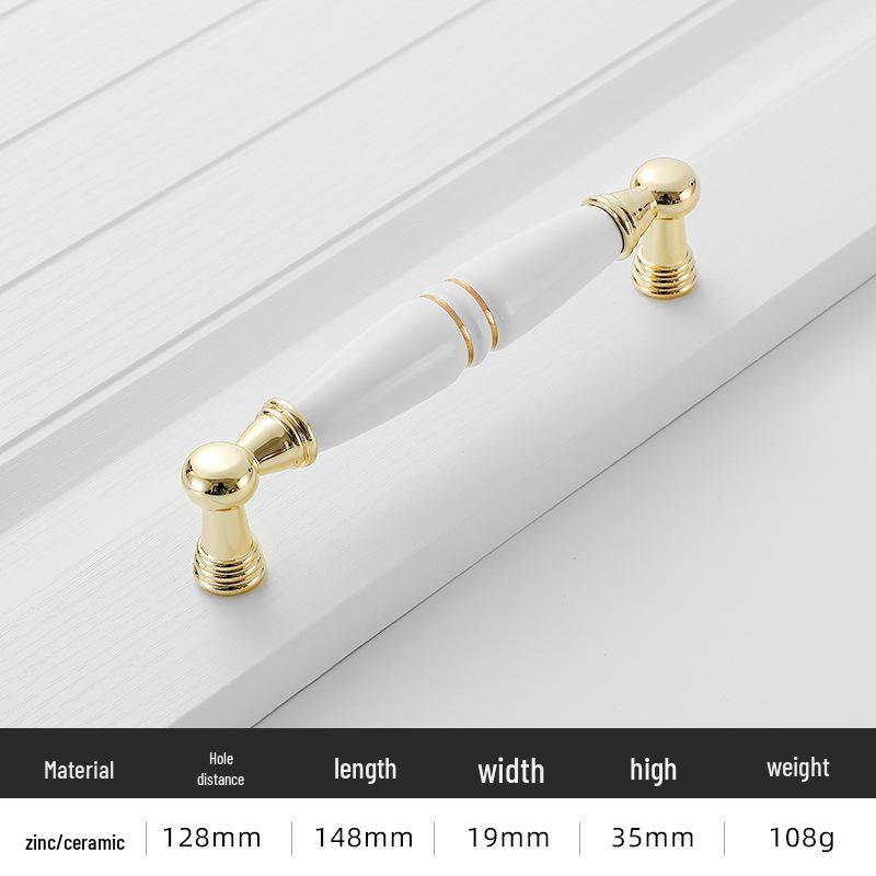 Nowoczesny Minimalistyczny Złoty Stop Aluminium Ceramiczna Rączka do Drzwi Szafek i Garderób