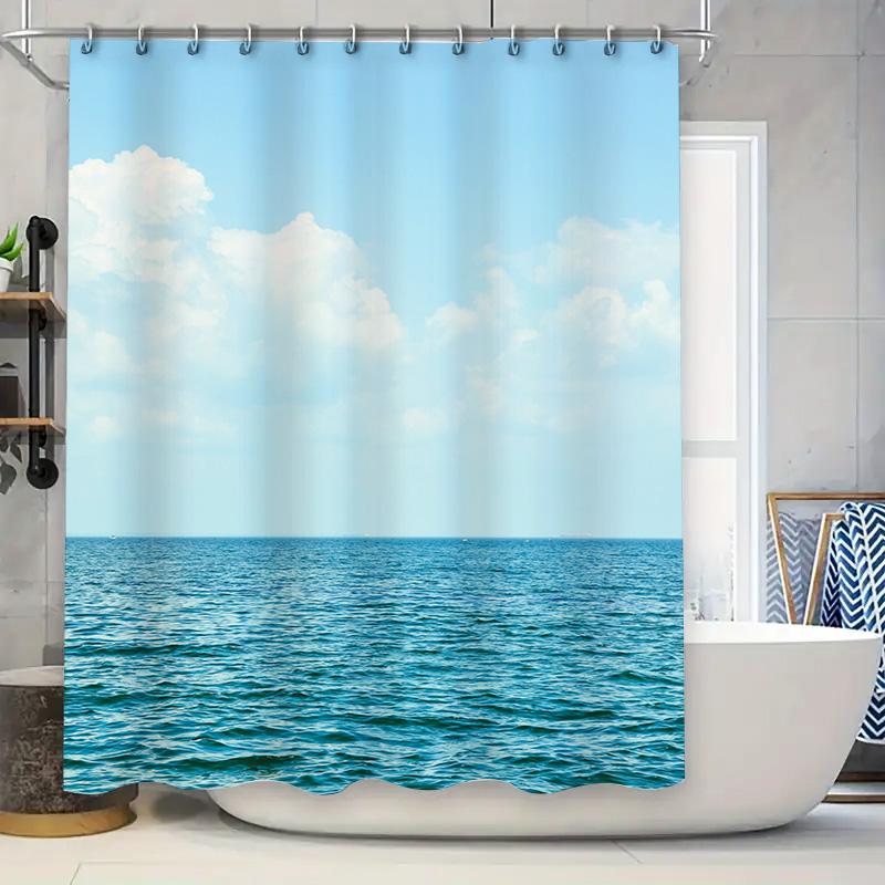 

Underwater World Shower Curtain Pink Jellyfish Blue Water Print Fabric Waterproof Bath Room Decorations Home Decoration Supplies W60H190(CM)-1 Pcs
