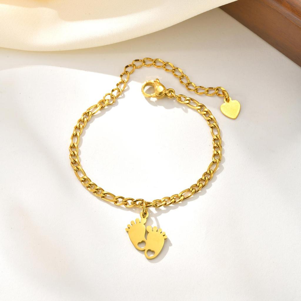 Golden Children's Figaro Footprint Anklet – Engravable Euro-American Style Ornament