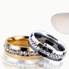 Romantic  CZ Stone Couple Wedding Rings for Women Men, Black Color Stainless Steel Bands Engagement , Love Gift