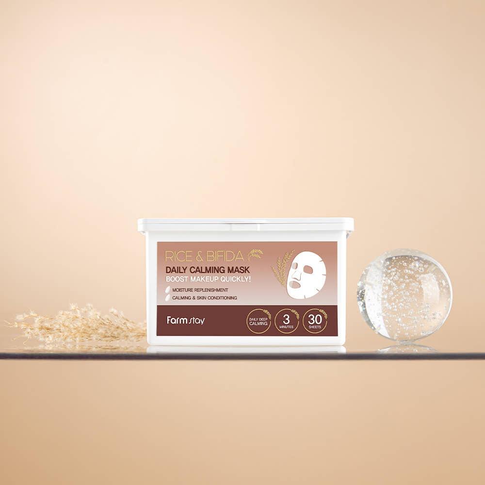Farmstay Rice & Bifida Daily Calming Mask Soothing Hydrating 30 Sheets 350g