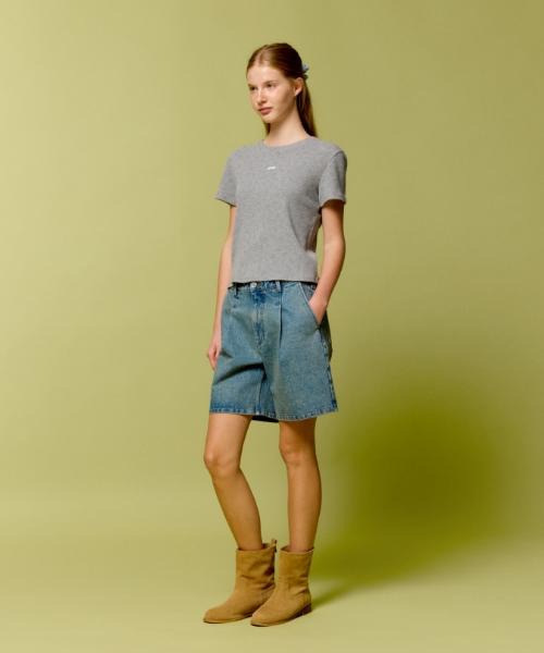 DEPOUND Flower Waffle T-Shirt [Melange Gray]