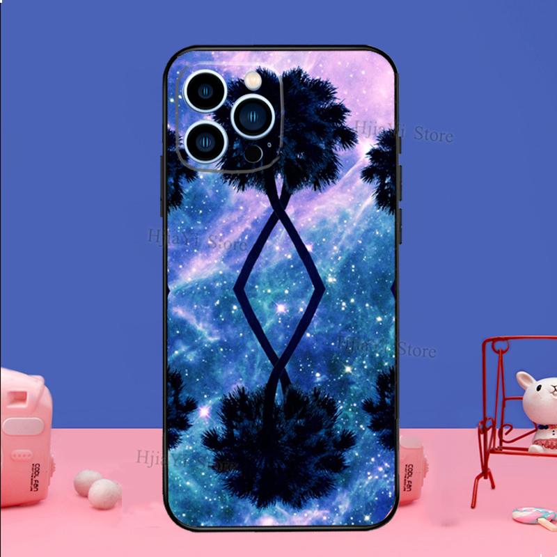 Stars Space Palm Trees Phone Case For iPhone Samsung Galaxy Redmi Xiaomi Oppo OnePlus Note S A 7 8 9 10 11 12 13 14 20 21 22 23 53 54 Pro Max Ultra
