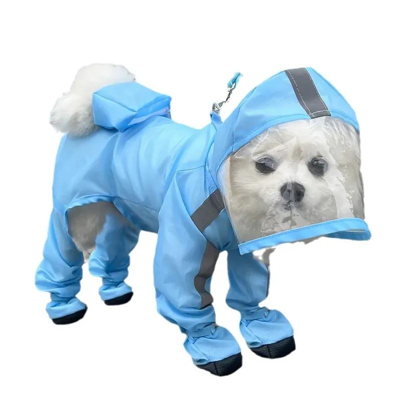 2026 Four Leg Raincoat for Small Dogs, Waterproof and Fully Wrapped, Comes with Feet, Small Dog Bibi Bear Teddy, Pet Dog Clothes