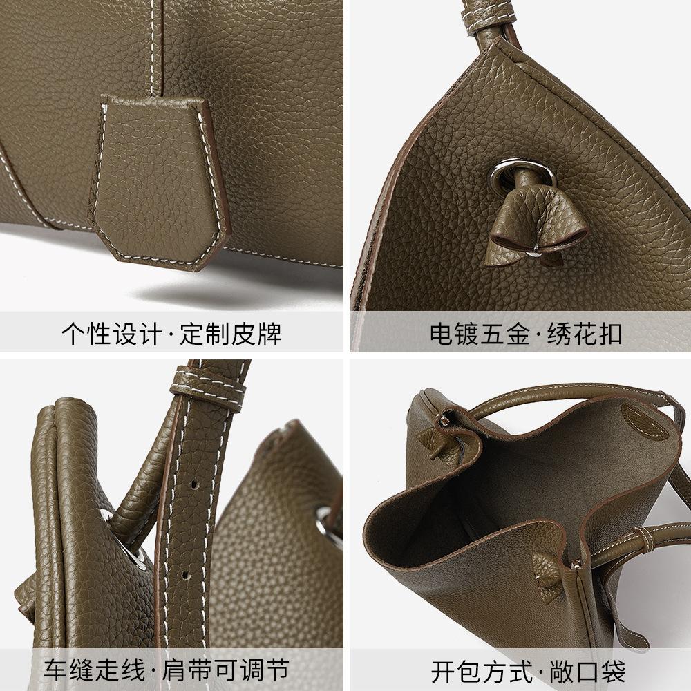 New First-layer Cowhide Small Tote Retro Casual Fashion Messenger Bag Niche Design Large Capacity Leather Shoulder Bag