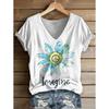 Women Summer T Shirt  Floral Pattern Print Short Sleeve Tees Casual Printed Tops