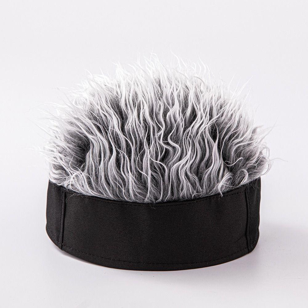 Fluffy Adult Women Unisex Fun Short Hair Caps Camouflage Hat Wigs Beanie Wig Hat Fake Hair Hat