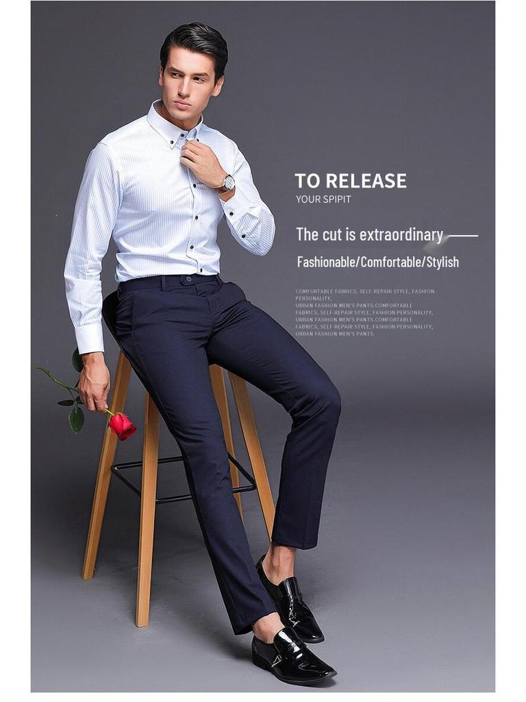 Men's Straight-Leg Mid-Iron Business Casual Trousers - 2024 Autumn/Winter