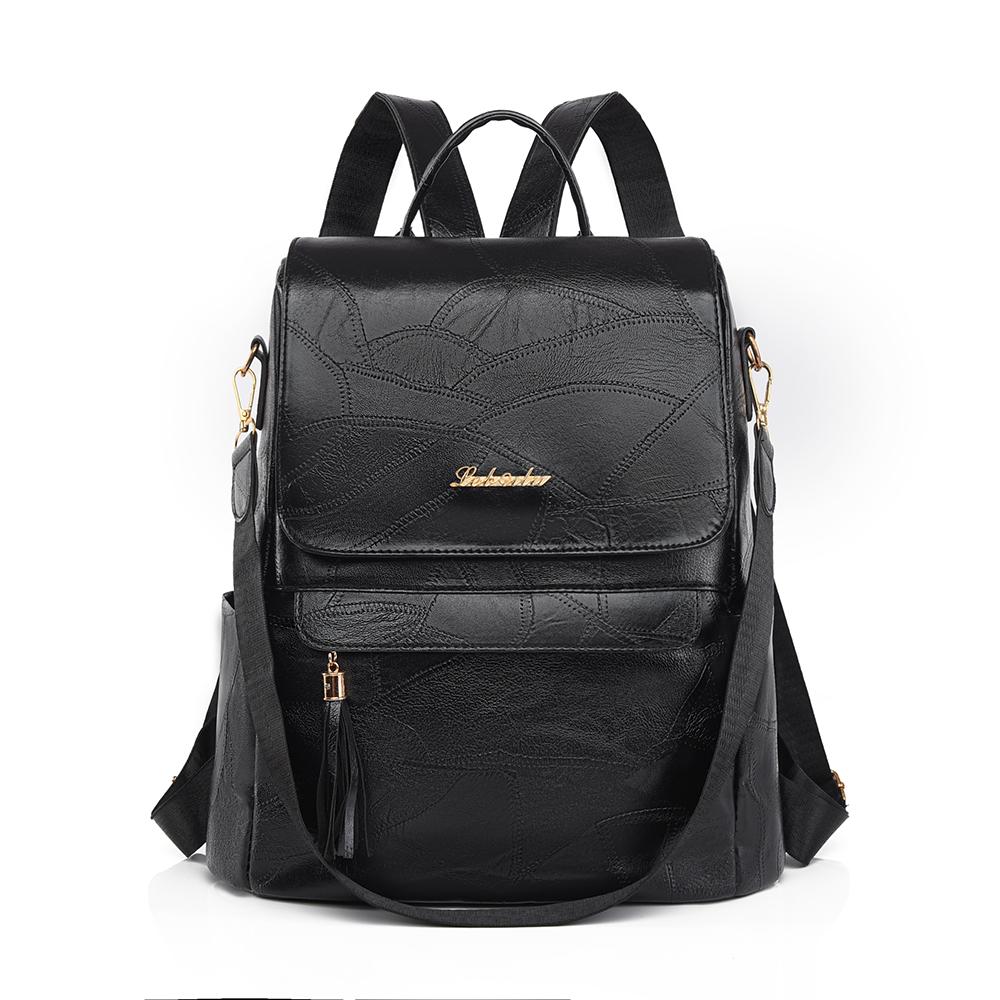 Женский многофункциональный рюкзак из мягкой кожи с кисточками в стиле ретро — фото 11