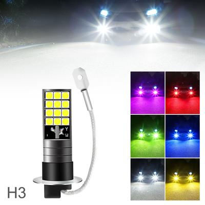 2 adet H3 3030 Cips 24LED Çoklu Renkler Süper Parlak Otomotiv Sis Lambası Ampul Otomobil Kamyonlar için Fit Sis Lambası Sürüş Gündüz Çalışan Işık DRL