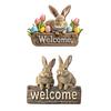 Easter Bunny Welcome Door Sign, Welcome Sign for Front Door, Cute Wooden Rabbit Hanging Plaque, Farmhouse Front Porch Sign for Spring Shop Home