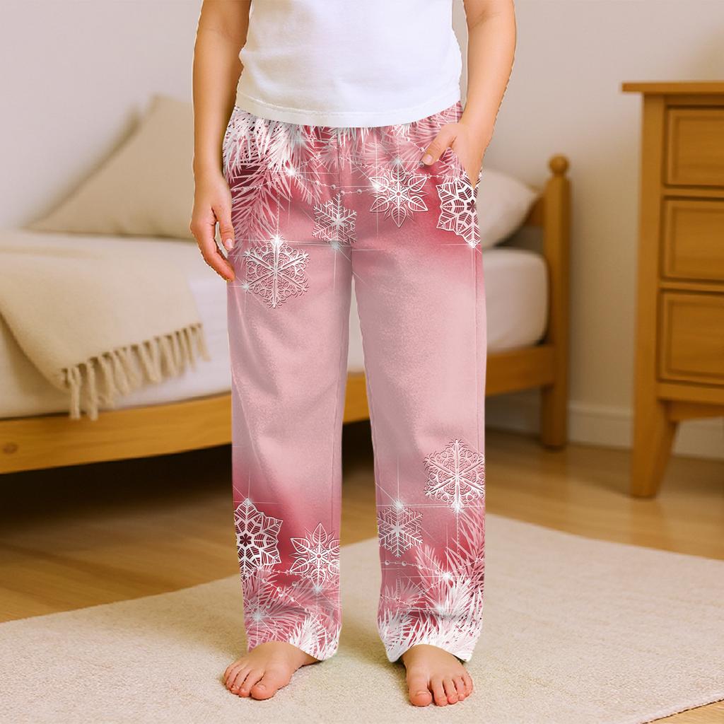 Fashionable Children's Christmas Print Pocket Casual Pants