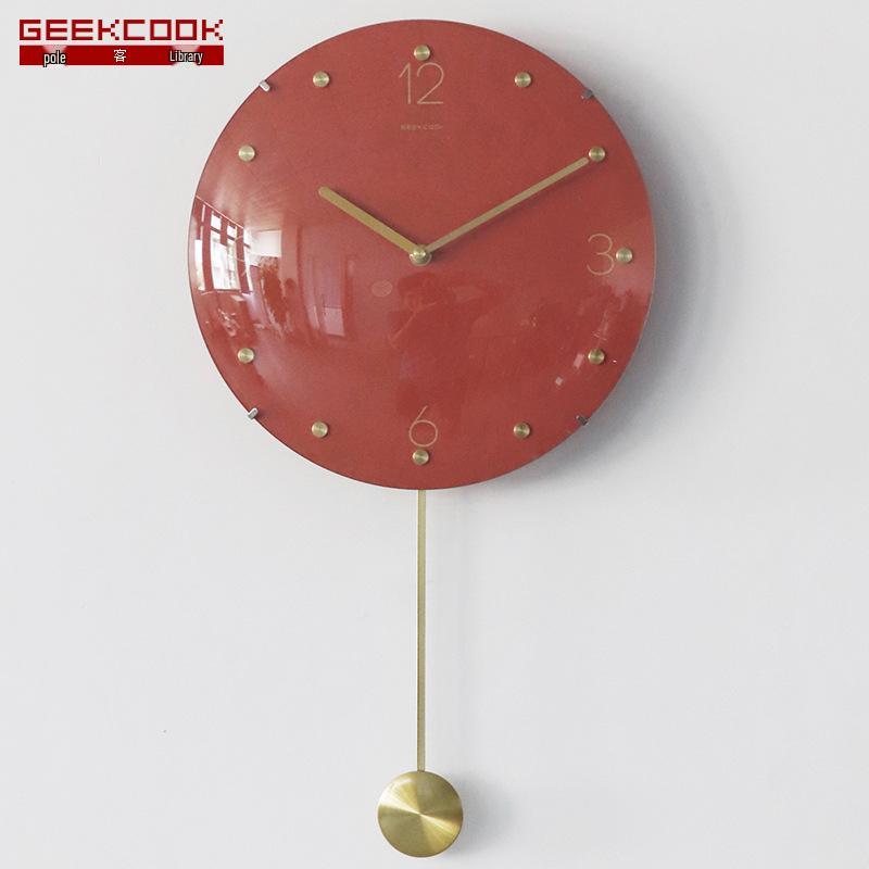 

12 Современные бесшумные настенные часы: Полнолуние Бескаркасное Сферическое Стекло с Латунным Маятником