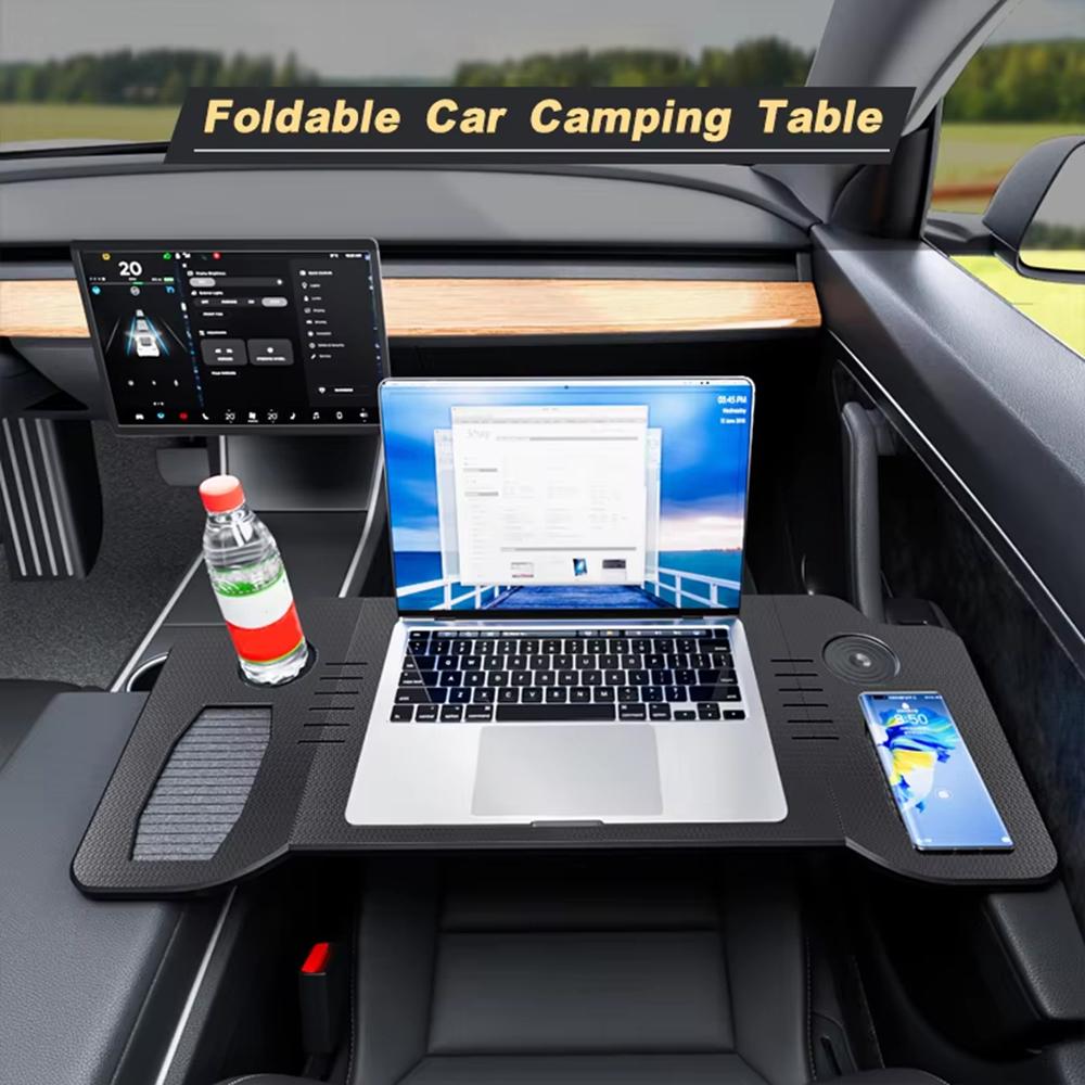 For Tesla Model 3/Y Front Seat Tri-Fold Folding Tray Table Multifunctional Car Laptop Desk Portable Work Station