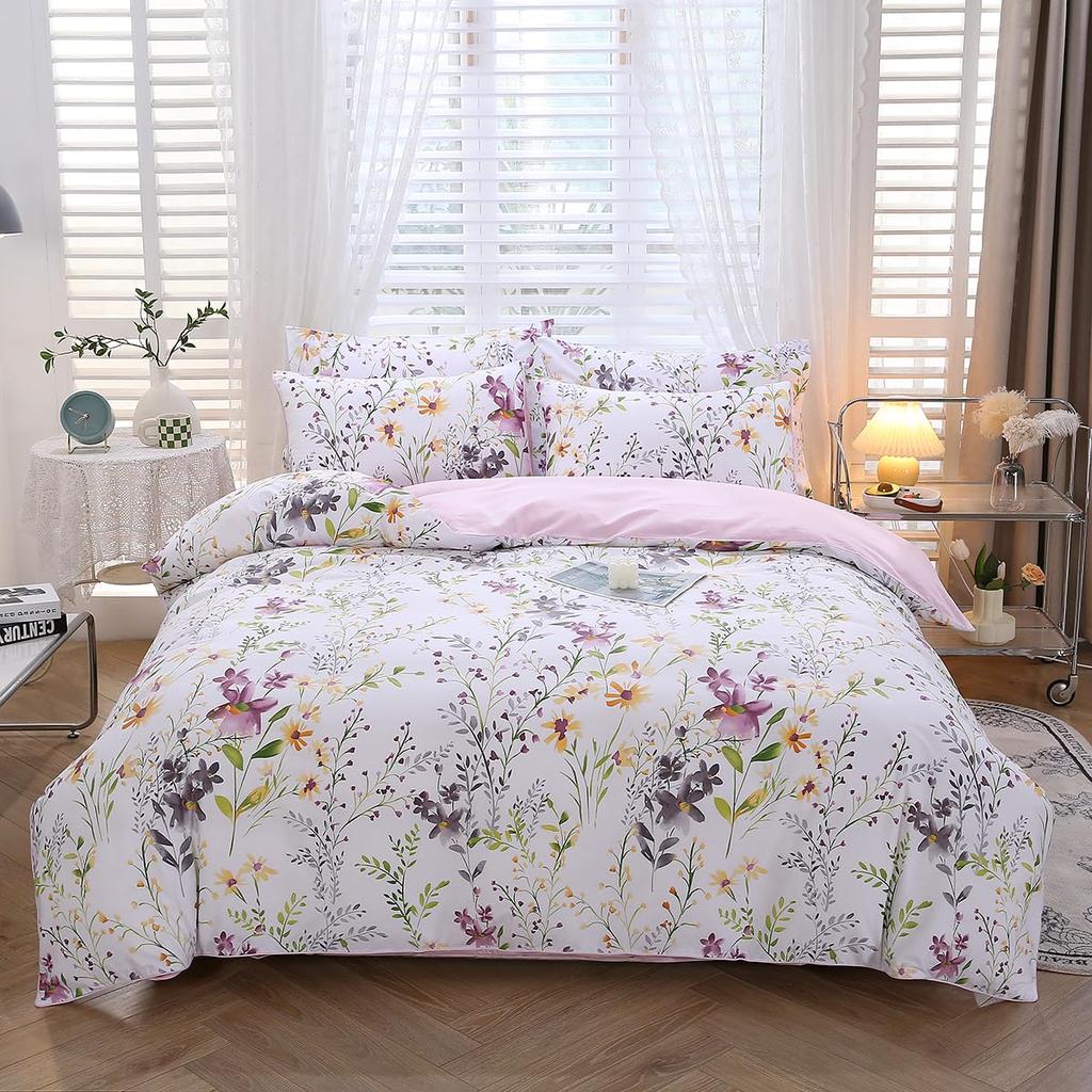 Bedding Covers Queen Size Floral Comforter Cover Sets for Kids Teens Boys Girls Man Women Bedroom Decor Floral Cozy Quilt Cover