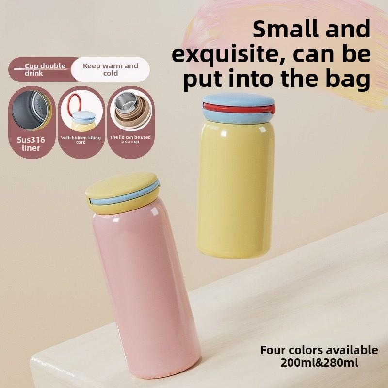 316 Stainless Steel Student Insulated Cup - 7oz/10oz Mini Pocket Water Bottle - Outdoor Sports Portable Cold/hot Water Bottle