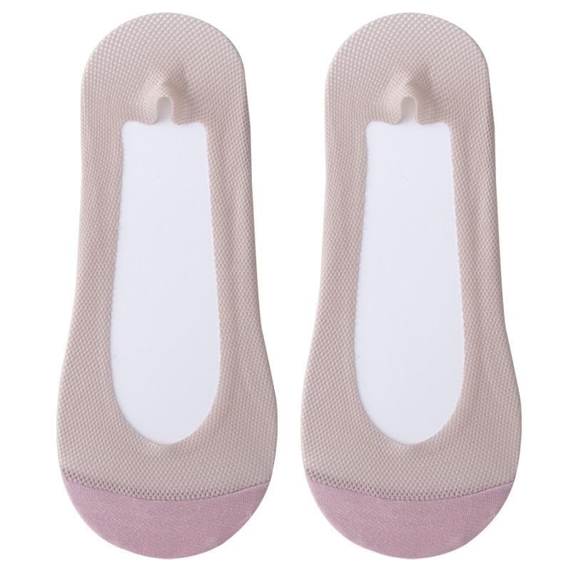 Female Spring and Summer Mesh Deodorant Breathable Ice Silk Shallow Mouth Do Not Drop with Invisible Socks
