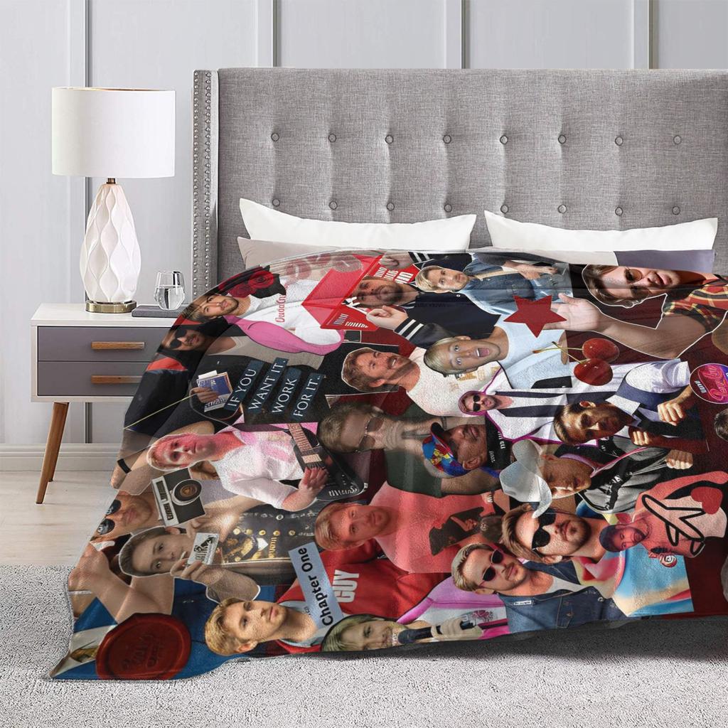 Ryan Gosling Collage Blanket Quality Warm Soft Bedding Throws Winter Travel Outdoor Print Bedspread