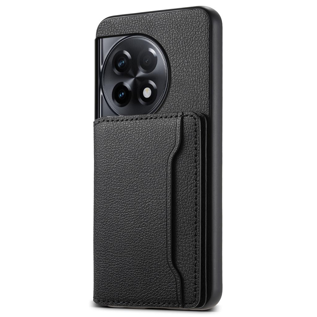 For OnePlus Ace 2 5G/11R 5G Case Calf Texture Leather Coated PC+TPU Cover with Card Slots