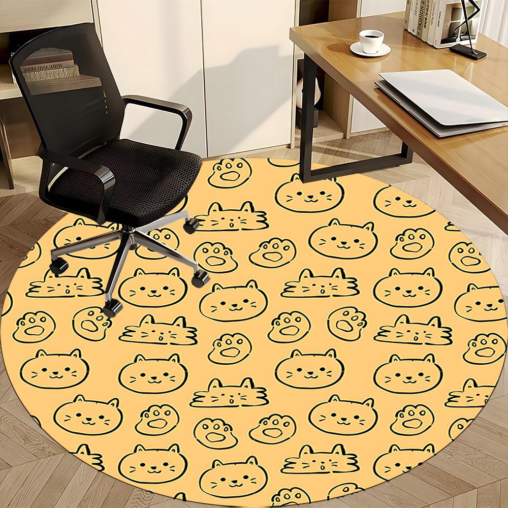 1pc Cat Pattern Chair Carpet for Office, Non-slip, Soft and Durable Office Rug for Interior Decoration, Perfect for Office yy260313033