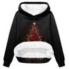 Women's Casual Fashion Plus Velvet Thickened Christmas Print Hooded Sweatshirt
