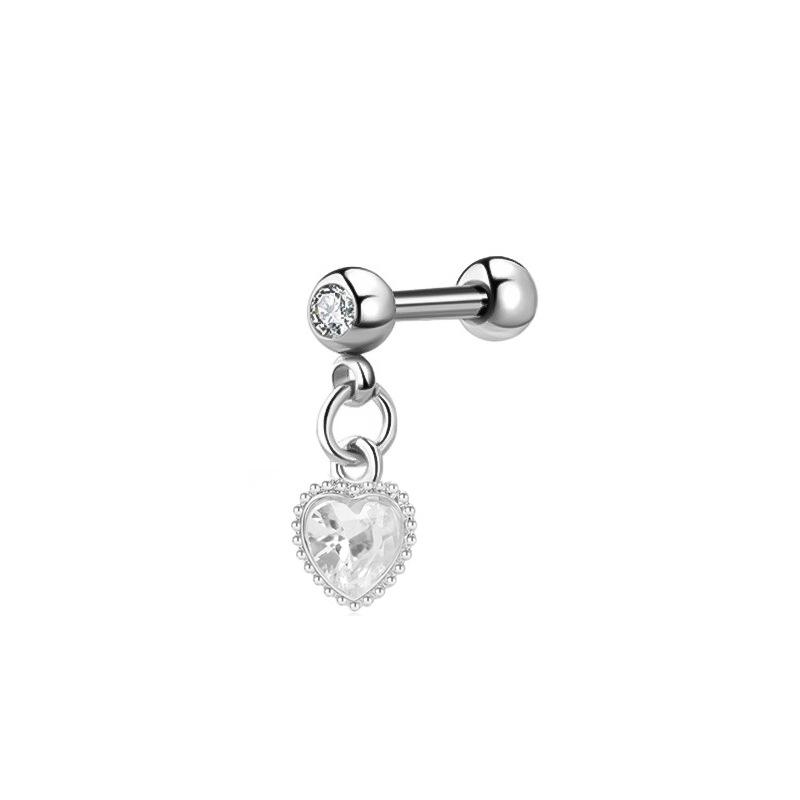 Stainless Steel Zirconia Barbell Cartilage Earrings with Devil Studs, In Stock