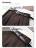 Women's Khaki High-Waisted A-Line Pleated Midi Skirt - 2024 Autumn/Winter Collection