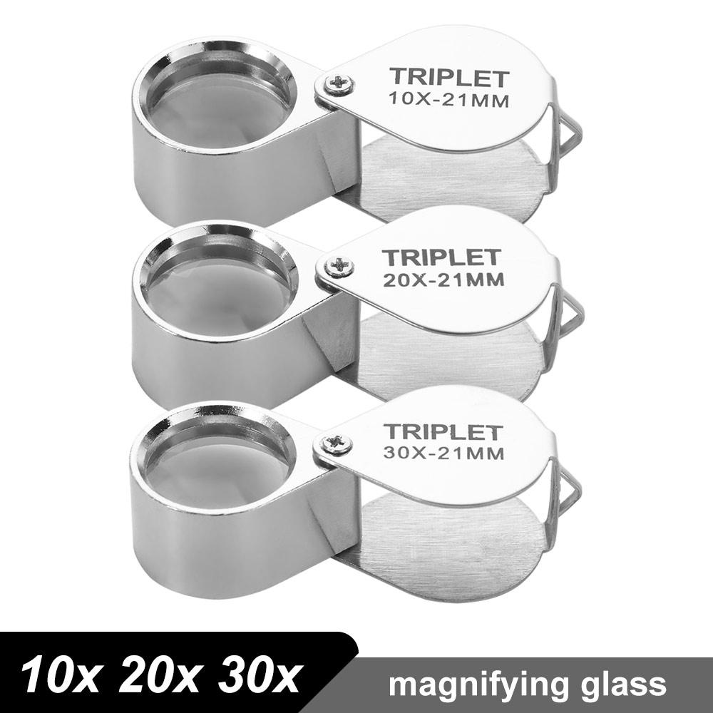 Mini 10-30X Pocket Loupe Metal 10x20x 30x Jewelry Magnifying Glass Antique Jade Coin Identification Folding Reading Magnifier