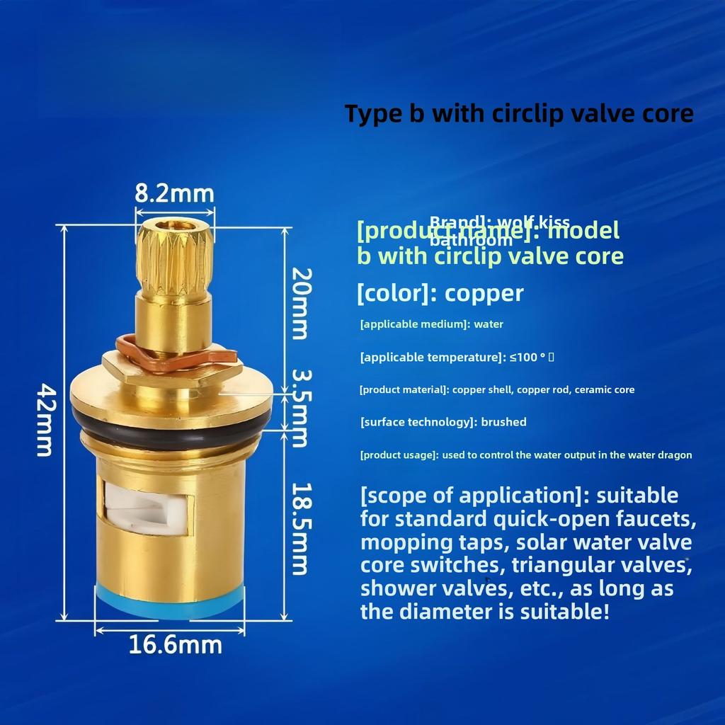 1/2" Replacement Brass Ceramic Disc Tap for VALVE Quarter Turn Cartridges Gland Insert 20 Teeth Bathroom Faucet Accessor