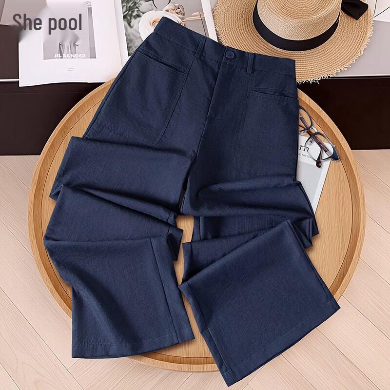 Ta Chi Women s Solid Draped Elastic Waist Straight Casual Pants L