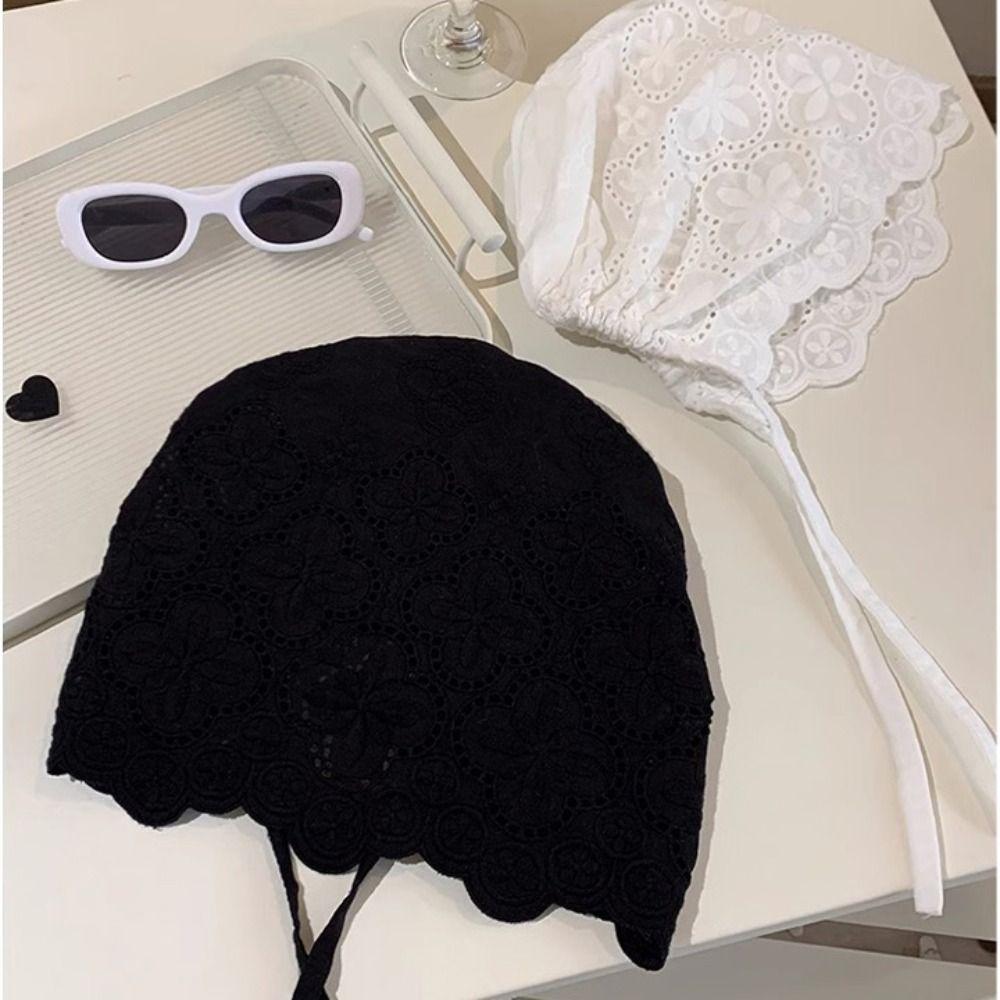Y2k Beanies Hat Breathable Skullcap Casual Embroidered Lace Hat  Girls