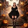Halloween Witch Costume Black Gothic Dress Stage Performance Costume Mori Witch Hat Performance Costume