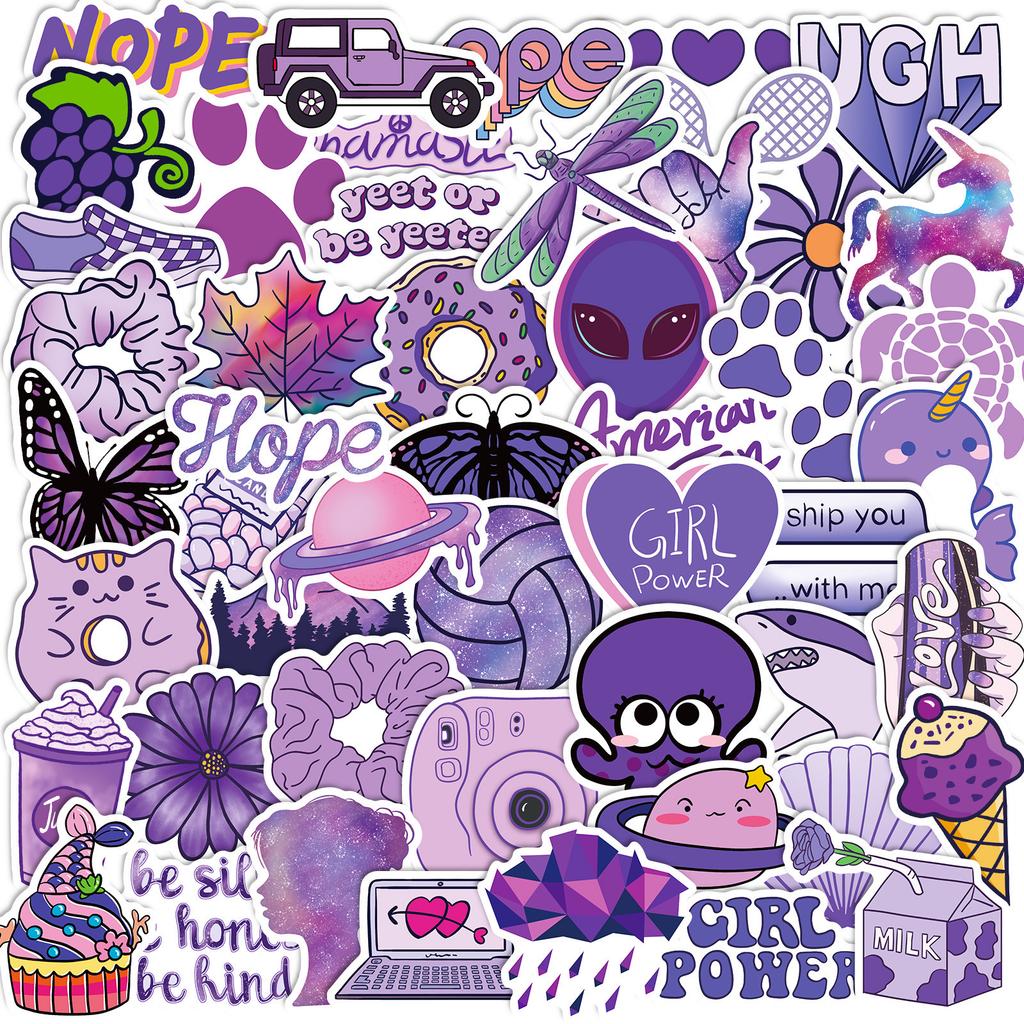50 Purple Mix and Match Stickers Shein New Purple Small Fresh Cartoon Temu Stickers