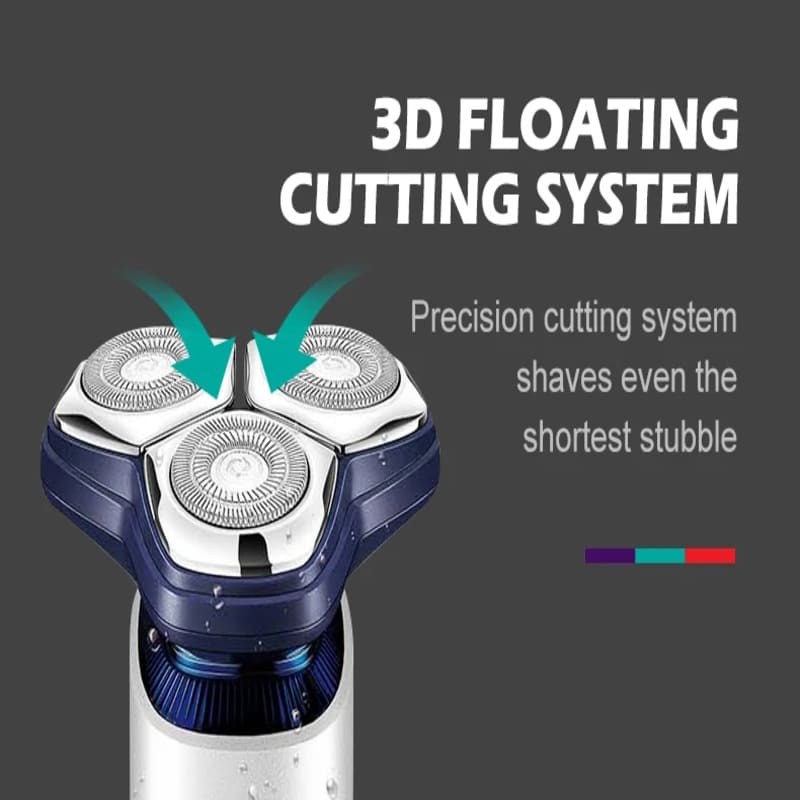 New Men's Shaving Stainless Steel LCD Digital Display IPX7 Washable Three-Head Floating Electric Shaver Powerful Power and Low Noise Design