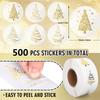 500 Sheet/roll 1inch Christmas Gift Card Label Sticker Clear Christmas Tree Sealing Sticker Adhesive Gold Foil Christmas Sticker