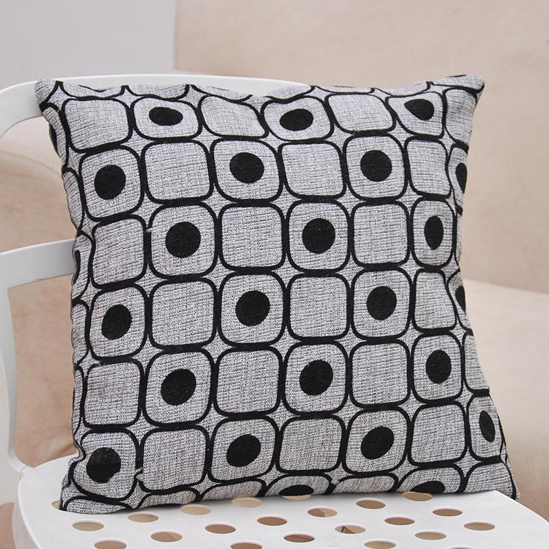 Cushion Imitation Linen Cushion Cover Black and Gray Simple Fashion Sofa Pillow Cover