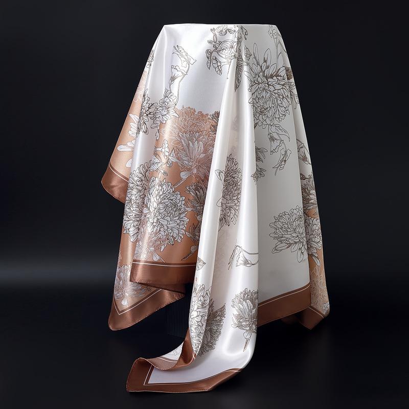 Jedwabna apaszka 90*90cm Kwadratowa apaszka Damska wszechstronna modna apaszka z imitacji jedwabiu Profesjonalna apaszka Chusta na głowę