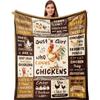 Juste Qui Aime les Poulets Patchwork Couverture en Flanelle Poulet de Ferme Coq Citation Imprimée Douce Chaude Jeté Canapé Chambre Animal de Ferme Décoration de Maison Cadeau