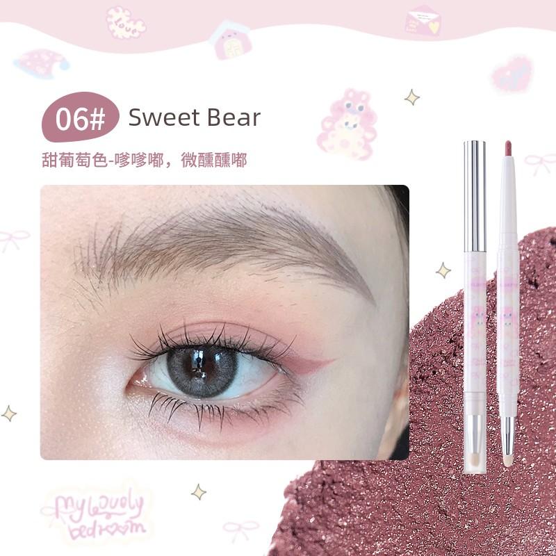 FLORTTE Bread Bear and I Can Be Smudged Eyeliner Double-Headed Crouching Silkworm Shadow Eyeliner Pen Student Parity
